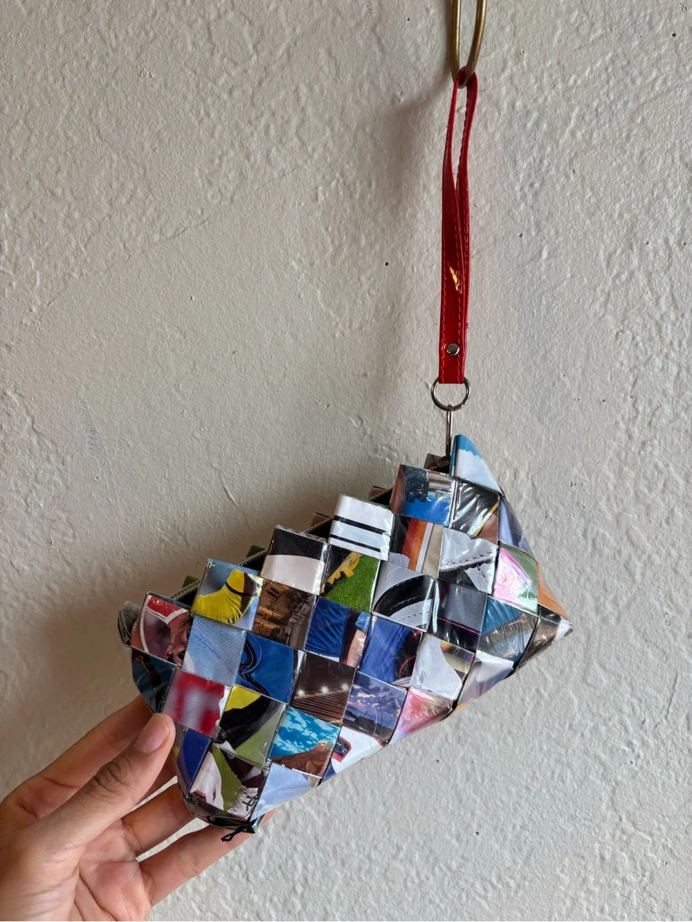 Nahui Ollin Handwoven Colorblock Wristlet Pouch - Multicolor